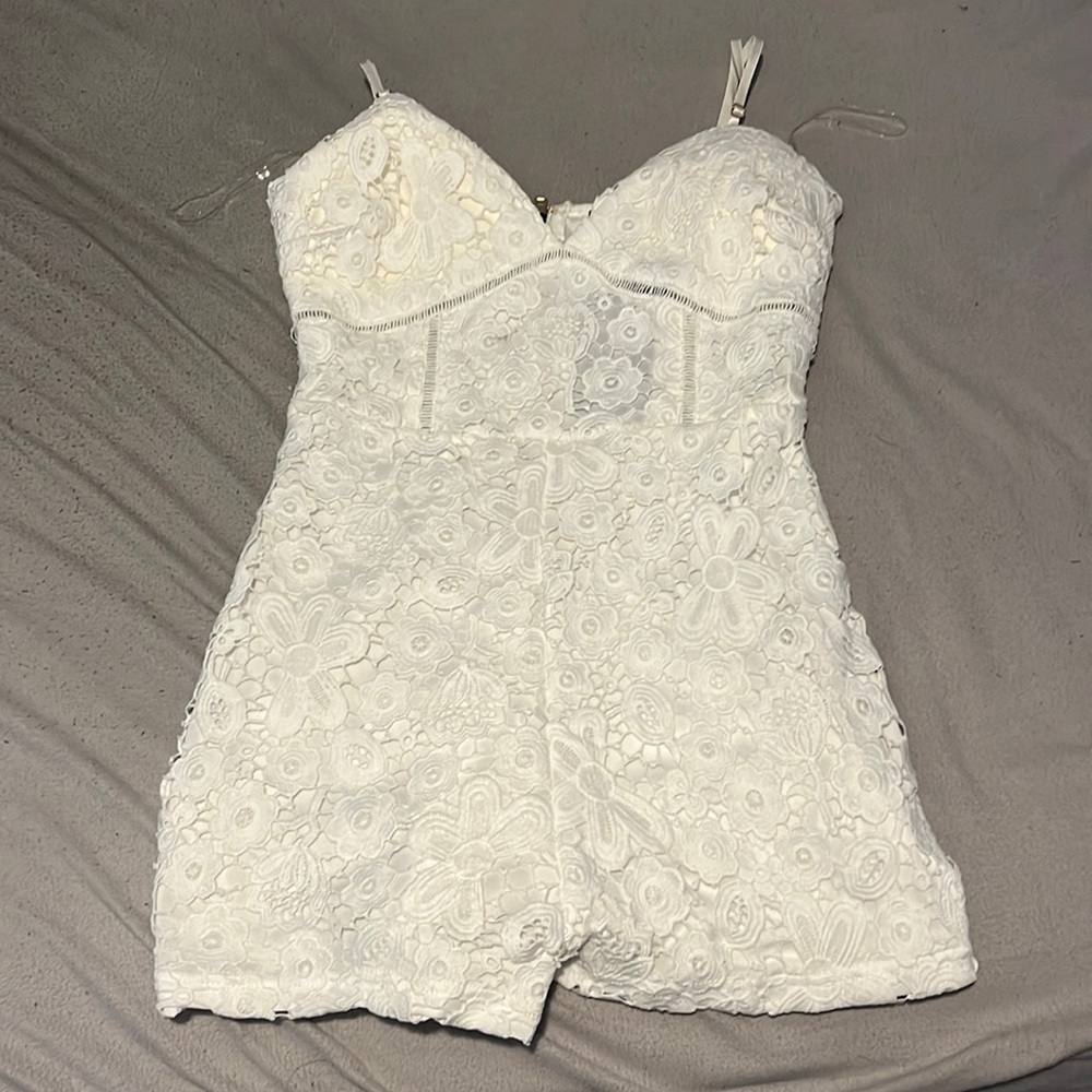 NEVER WORN, all white lace romper